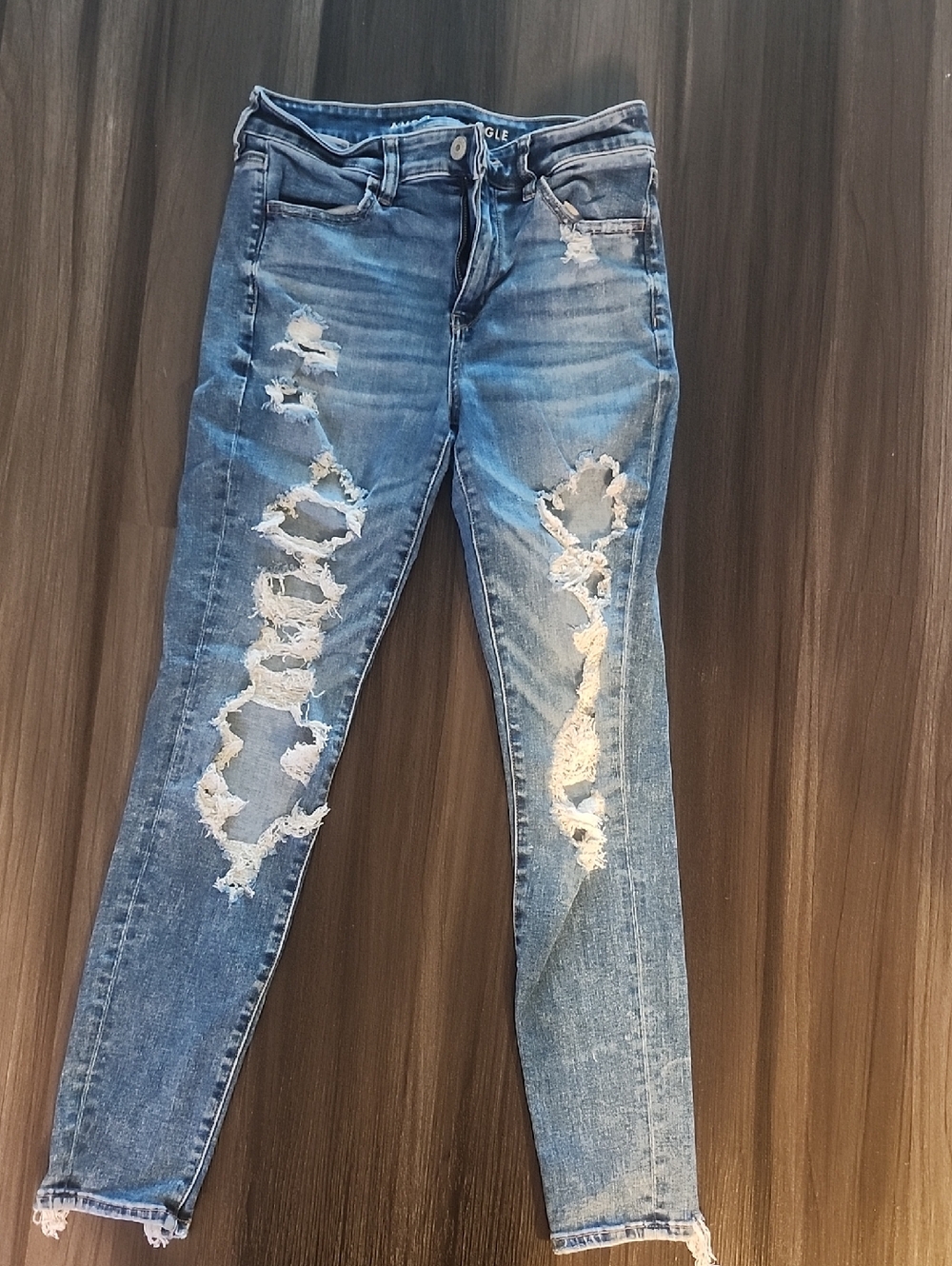 American Eagle Outfitters Ripped Skinny Jeans in Blue
